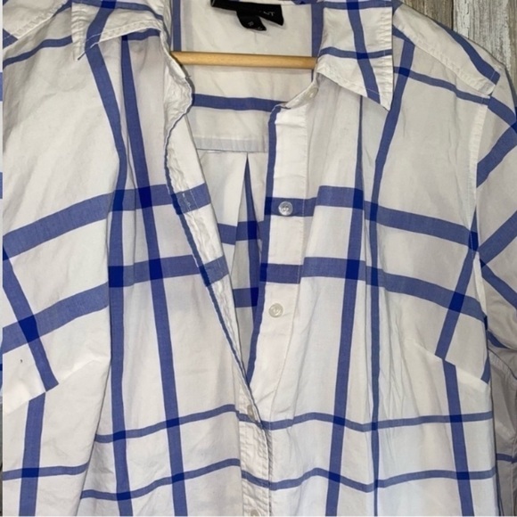 Lane Bryant White & Blue Plaid Button Down - Picture 3 of 5